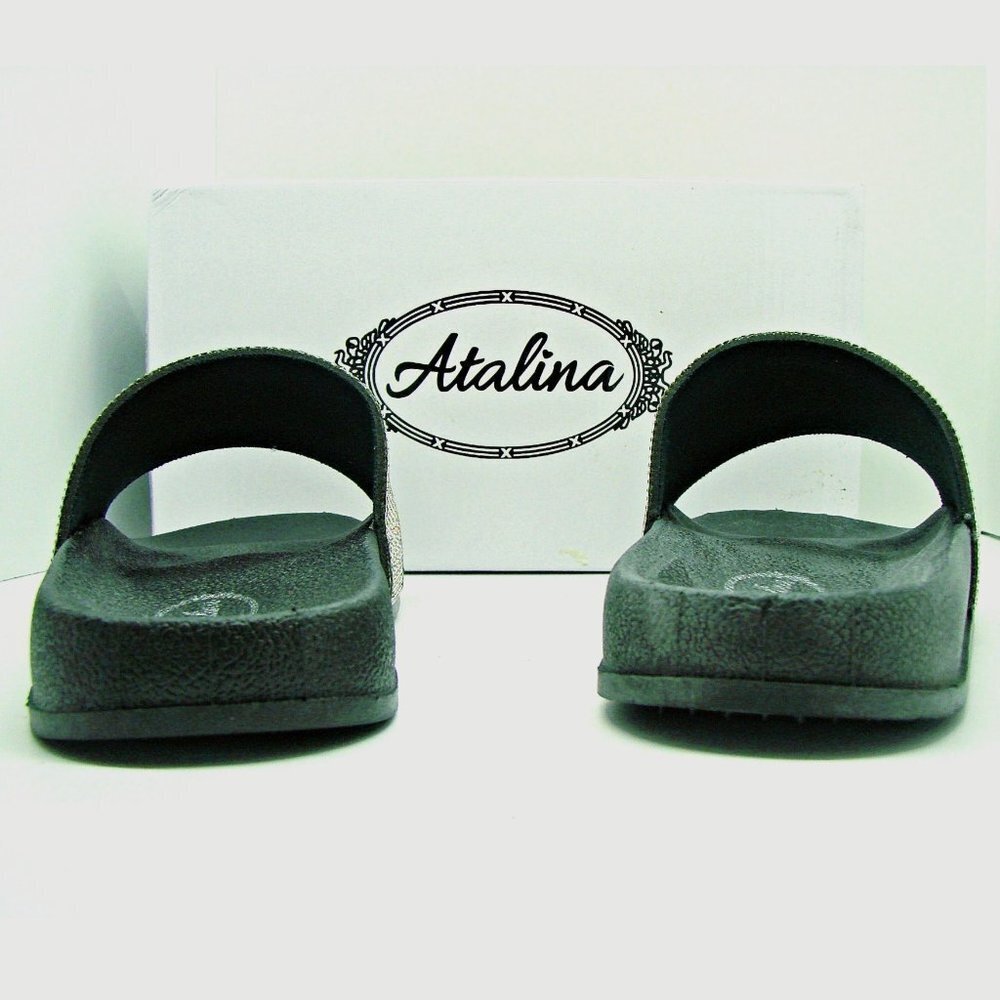 Atalina Women's Slides Rhinestone Glitter Slip Ons - Picture 4 of 11
